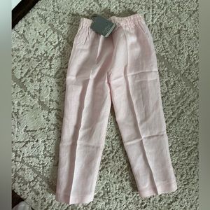 NWT LinBlanc girls 100% linen dust pink pants size 1 7-8 years